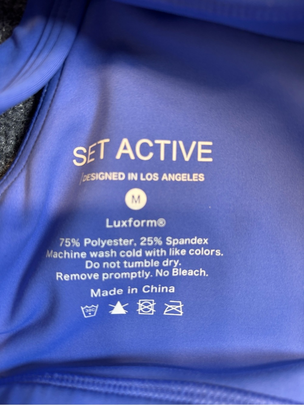 SET Active Sportysleeve Bra Periwinkle Blue High Neck Cutout Crop Tank M - Picture 6 of 8